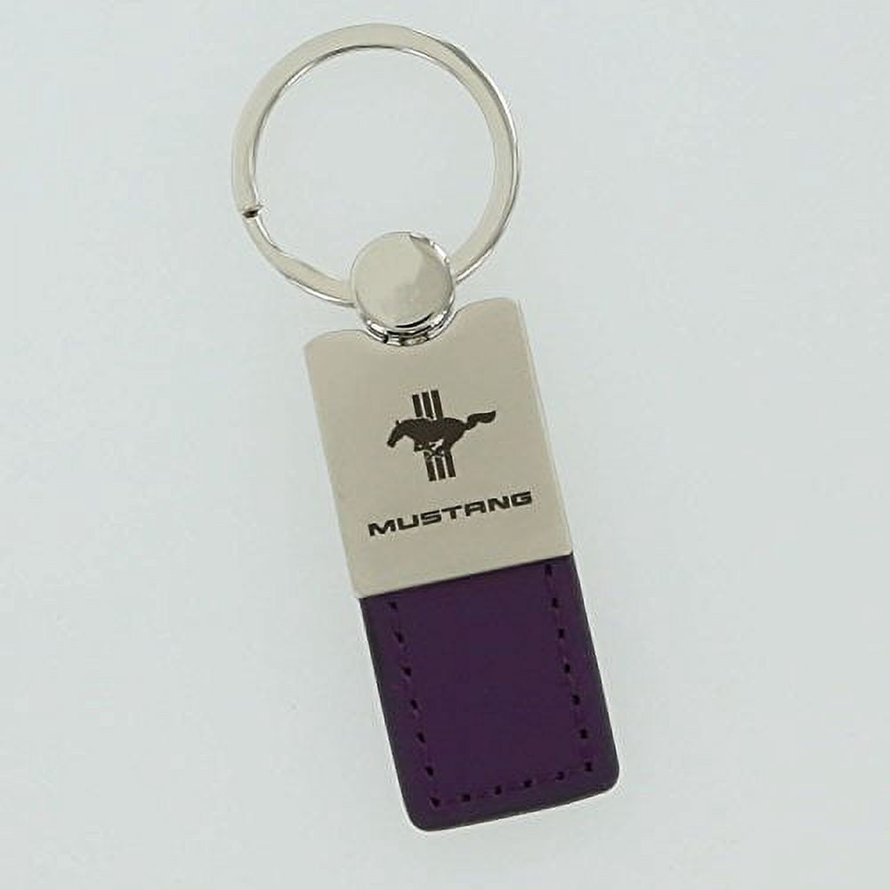 Ford Mustang Tri-Bar Keychain & Keyring - Duo Premium Purple Leather