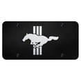 thumbnail image 1 of Ford Mustang Tri Bar Laser Etched Logo License Plate (Black), 1 of 3