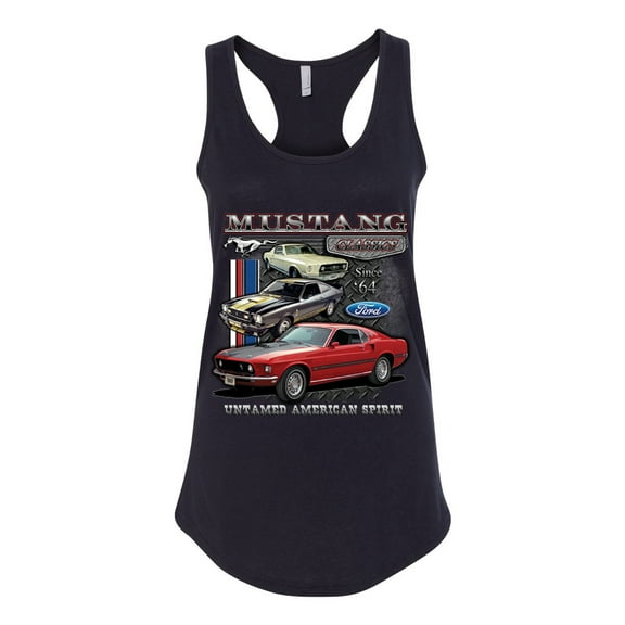Wild Bobby Ford Mustang Untamed Spirit Mens Cars and Trucks Women Racerback Tank Top