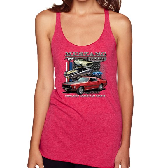 Wild Bobby Ford Mustang Untamed Spirit Mens Cars and Trucks Women Tri-Blend Racerback Tank Top