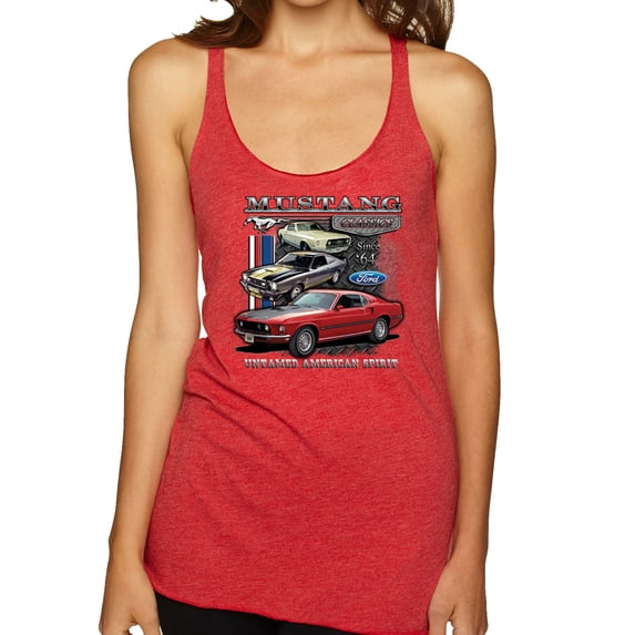 Wild Bobby Ford Mustang Untamed Spirit Mens Cars and Trucks Women Tri-Blend Racerback Tank Top