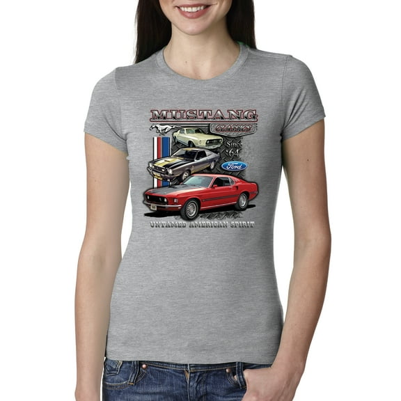 Wild Bobby Ford Mustang Untamed Spirit Mens Cars and Trucks Women Slim Fit Junior Tee