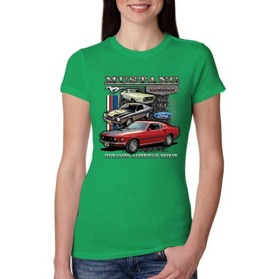 Wild Bobby Ford Mustang Untamed Spirit Mens Cars and Trucks Women Slim Fit Junior Tee
