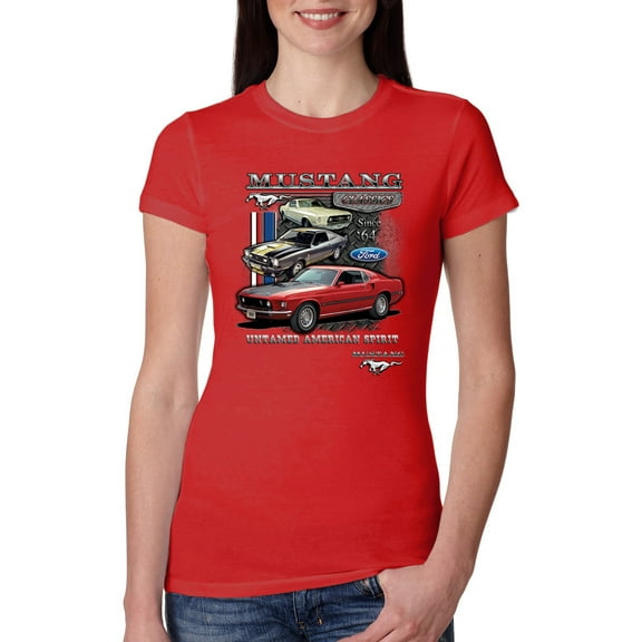 Wild Bobby Ford Mustang Untamed Spirit Mens Cars and Trucks Women Slim Fit Junior Tee