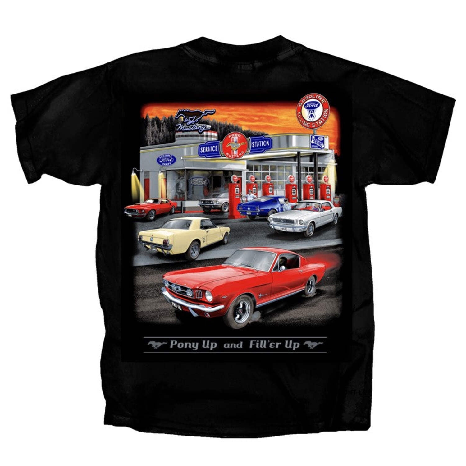 Pony Up and Fill'er Up Ford Mustangs Mens T shirt Licensed Joe Blow