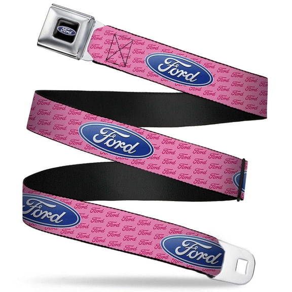 Ford Oval Full Color Black Blue Ford Oval W Text Pink Repeat Webbing Seatbelt Belt Standard