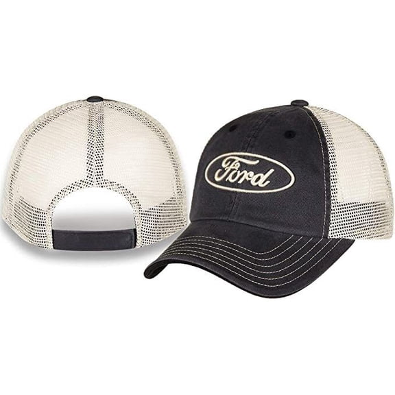 Ford Trucker Hat Logo Car Auto Racing Cap Gray Mesh