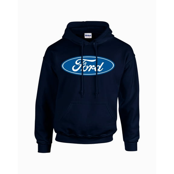 Ford Oval Hooded Sweatshirt Ford Logo Design Hoodie Motor Company Car Enthusiast Pullover Hood Classic Retro-Navy-Small