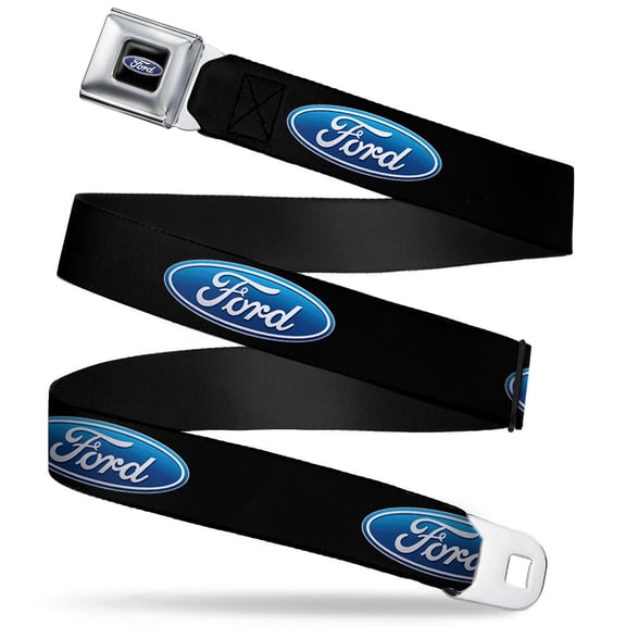 Ford Oval Logo Fcg Black Blue 1.0" Chrome Ford Oval Logo Repeat Webbing Web Web Belt 1.0" Wide