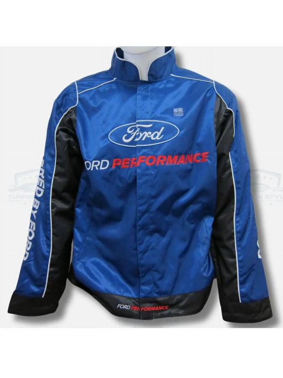 Ford Performance Blue Automotive Racing Windbreaker Jacket Official Licensed