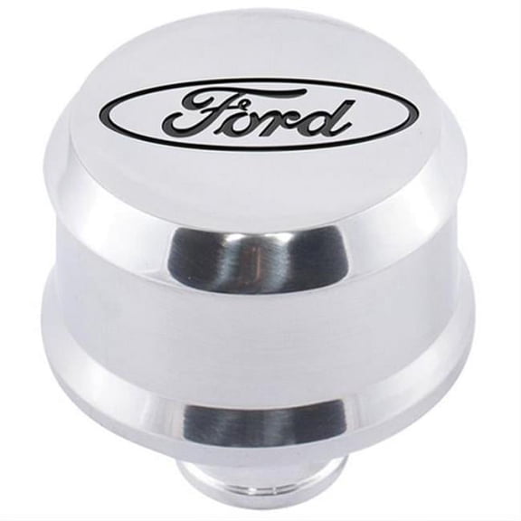 Ford FRD302-438 Cover Breather with Slant Edge Aluminum Valve, Polished