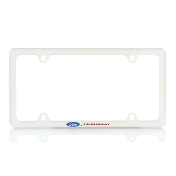 Ford Performance UV Printed White Plastic Thin Rim License Plate Frame Holder 4 Hole