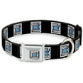 thumbnail image 1 of Ford Pet Collar, Dog Collar Metal Seatbelt Buckle, Built Ford Tough Logo Black White Blue Repeat, 16 to 23 Inches 1.5 Inch Wide, 1 of 9