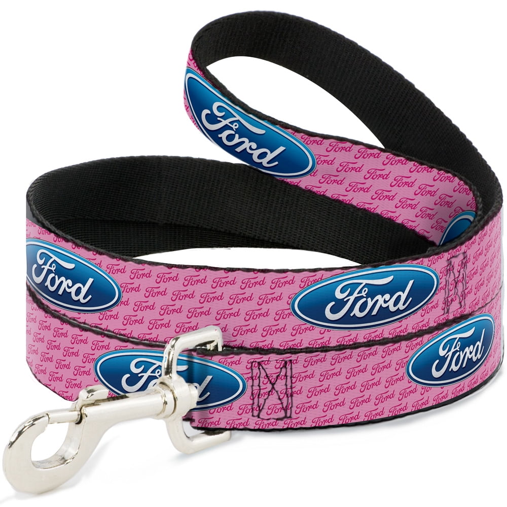 Ford Pet Leash, Dog Leash, Ford Oval Text Pink Repeat, 4 Feet Long 1.0 Inch Wide