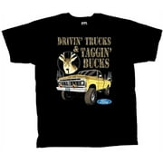 Ford Pickup Truck Short Sleeve T-shirt Drivin Trucks Taggin Bucks Deer Hunting Hunter four 4 Wheeling Mudding-Medium Black