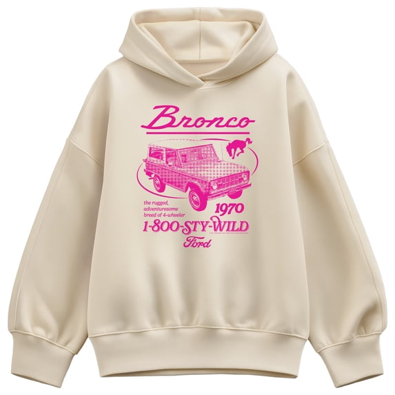 Ford - Pink 1970 Bronco Oversized Fleece Hoodie Sweatshirt