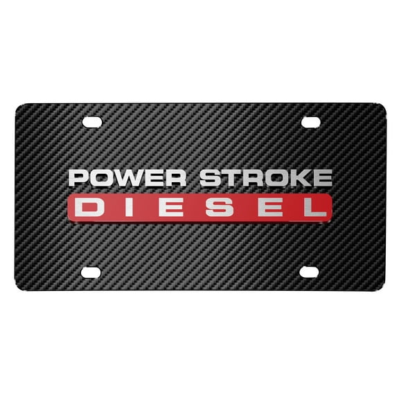 Ford Power Stroke Diesel 3D Logo Black Carbon Fiber Patten Steel License Plate