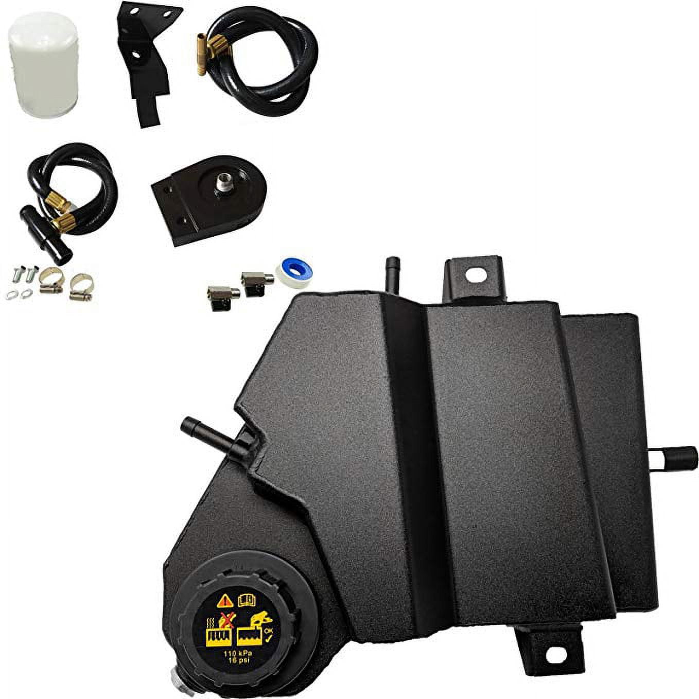 Ford Powerstroke 6.0L Aluminum Coolant Degas Bottle Black and Cap with Filtration Kit (Black)