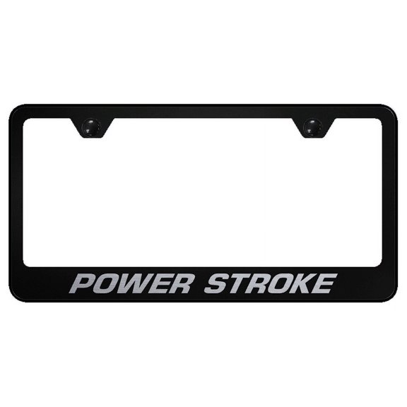 Ford Powerstroke Laser Etched Logo Stainless Steel License Plate Frame (Black)