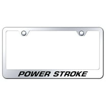 Ford Powerstroke Laser Etched Logo Stainless Steel License Plate Frame (Chrome)