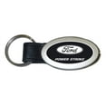 thumbnail image 1 of Ford Powerstroke Oval Leather Key Chain (Black), 1 of 2