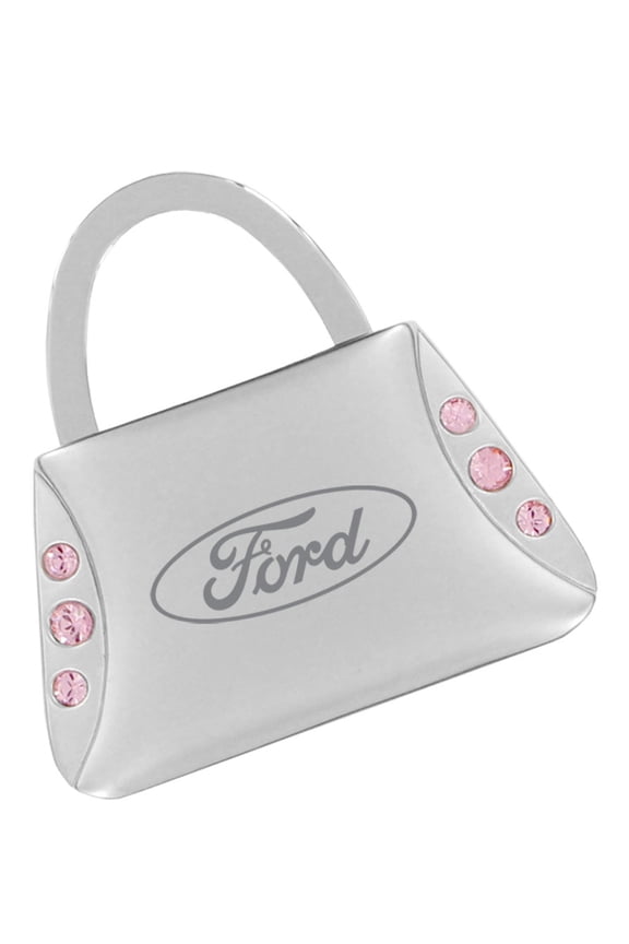 Purse Shape Keychain 6 Pink Crystals Key Chain