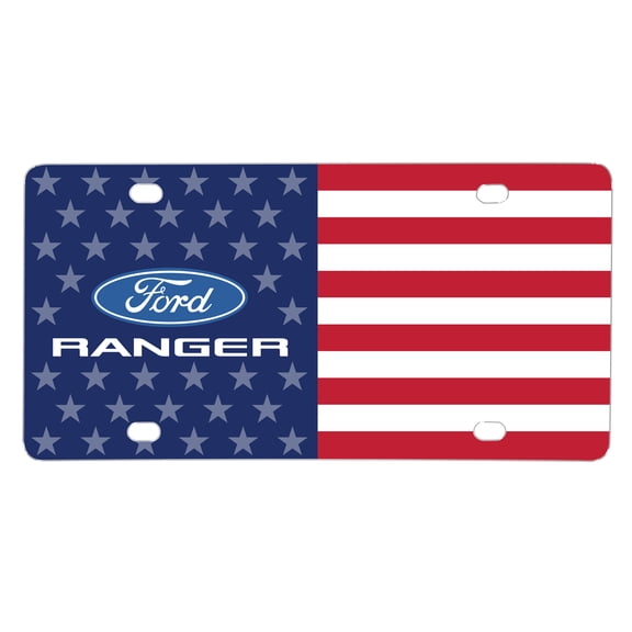 Ford Ranger Logo USA Flag Graphic Special Aluminum Metal License Plate