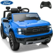 Ford Ranger Raptor Ride on Cars for Kids, 12V Powered Ride on Truck Toys with Remote Control, Play, LED Lights, Safety Belt, 4 Wheels Suspension Electric Cars for 3-5 Years Boy Girl, Blue