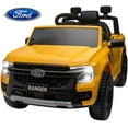 thumbnail image 1 of Ford Ranger Ride on Truck, 12V Powered Ride on Toy Cars with Remote Control, Bluetooth, MP3 Player, Safety Belt, LED Lights, Horn, Rear Wheels Drive Kids Electric Car for Boys Girls 3-6 Ages, Yellow, 1 of 13