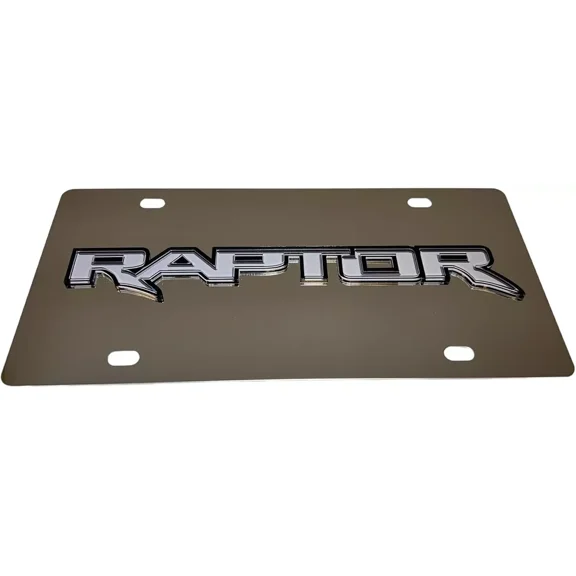 Ford Raptor 3D Logo Emblem Mirror Polished Steel License Plate Official Licensed