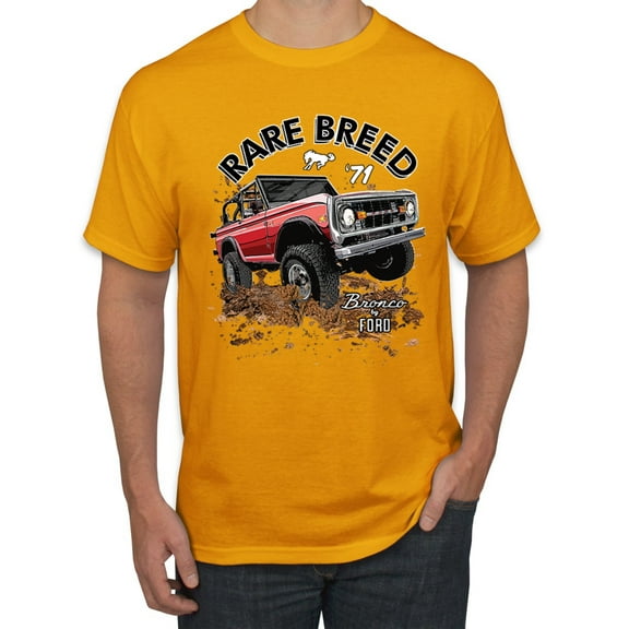 Ford Rare Breed 71 Bronco Truck Classic | Mens Cars and Trucks Graphic T-Shirt, Gold, Large