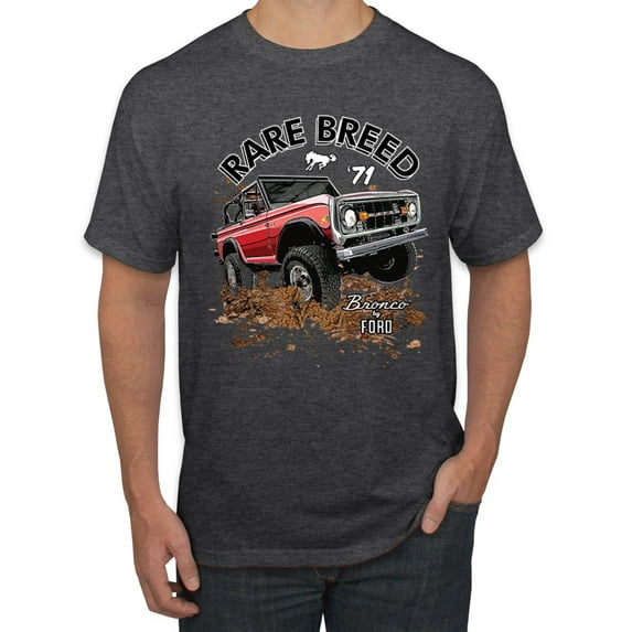Ford Rare Breed 71 Bronco Truck Classic | Mens Cars and Trucks Graphic T-Shirt, Heather Black, Large
