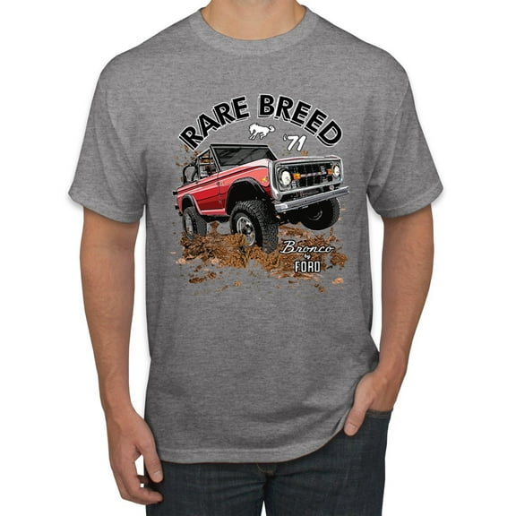Ford Rare Breed 71 Bronco Truck Classic | Mens Cars and Trucks Graphic T-Shirt, Heather Grey, Small