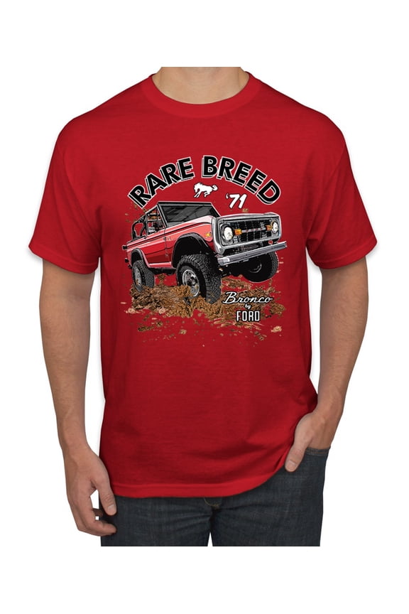 Ford Rare Breed 71 Bronco Truck Classic | Mens Cars and Trucks Graphic T-Shirt, Red, 5XL