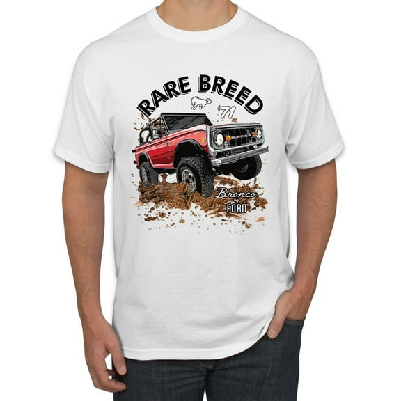 Ford Rare Breed 71 Bronco Truck Classic | Mens Cars and Trucks Graphic T-Shirt, White, Small