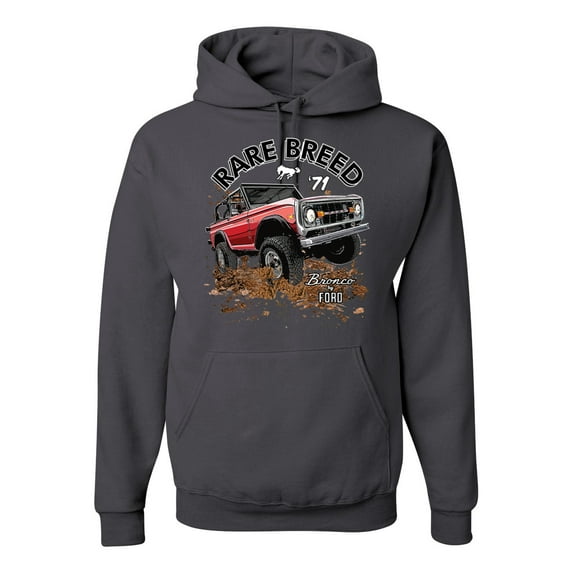 Ford Rare Breed 71 Bronco Truck Classic | Mens Cars and Trucks Hooded Sweatshirt Graphic Hoodie, Charcoal, X-Large