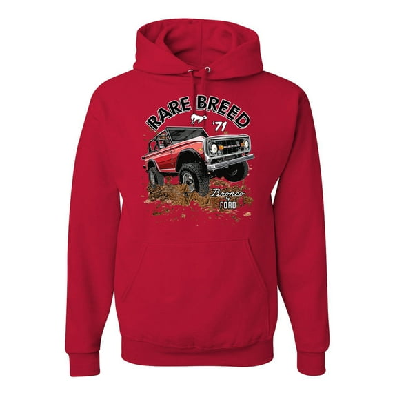 Ford Rare Breed 71 Bronco Truck Classic | Mens Cars and Trucks Hooded Sweatshirt Graphic Hoodie, Red, Large