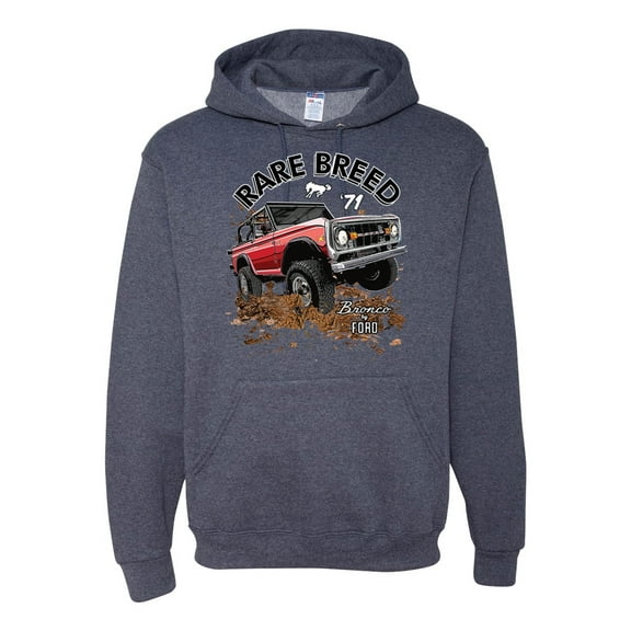 Ford Rare Breed 71 Bronco Truck Classic | Mens Cars and Trucks Hooded Sweatshirt Graphic Hoodie, Vintage Heather Navy, Small