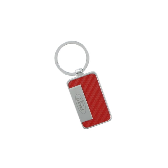 Ford Rectangle Key Chain With Red Carbon Fiber Inlay