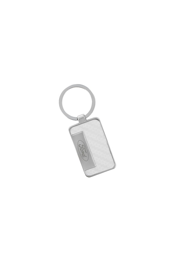 Rectangle Key Chain With White Carbon Fiber Inlay