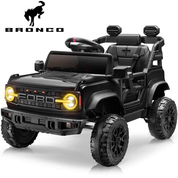 iYofe Ford Ford Bronco Raptor Electric Ride on Cars for Kids, 12V Powered Ride on Toys Truck with Remote Control, 4 Wheels, Spring Suspension, Black