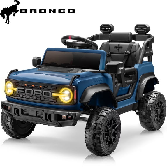 iYofe Ford Ford Bronco Raptor Electric Ride on Cars for Kids, 12V Powered Ride on Toys Truck with Remote Control, 4 Wheels, Spring Suspension, Blue