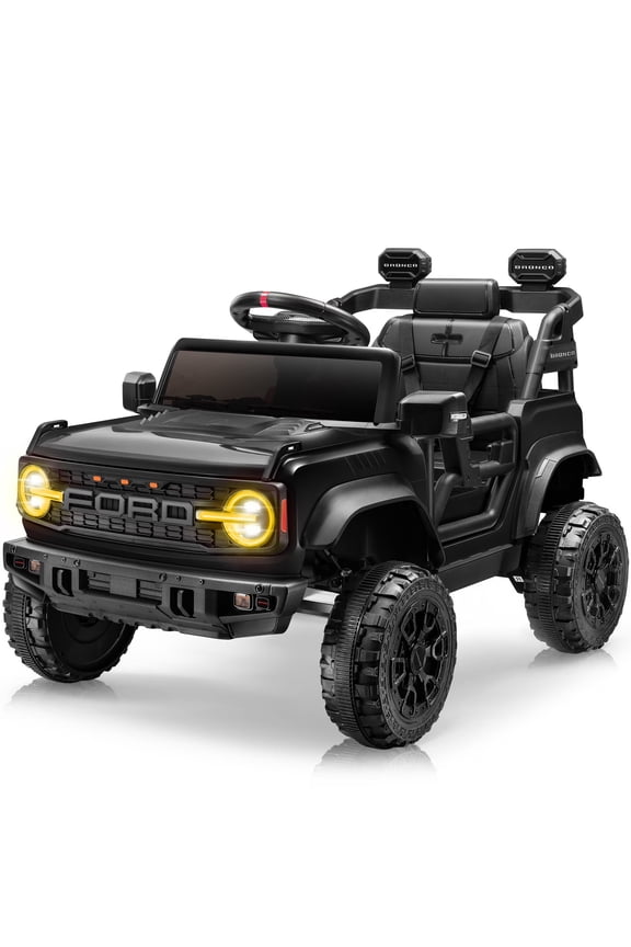 Ford Ford Bronco Raptor Electric Ride on Cars for Kids, 12V Powered Ride on Toys Truck with Remote Control, 4 Wheels, Spring Suspension, Black
