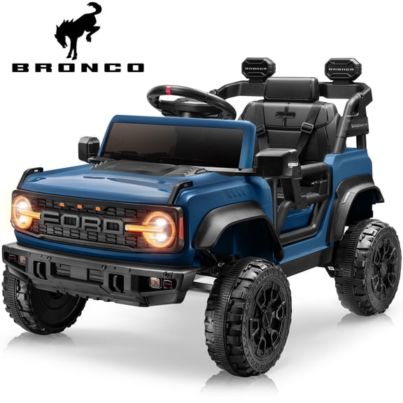 iYofe Ford Bronco Raptor Electric Ride on Toy Car for Toddler Kids, 12V Battery Powered Ride on Cars w/Remote Control, Bluetooth & Lights, Blue