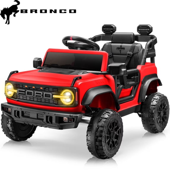 iYofe Ford Ford Bronco Raptor Electric Ride on Cars for Kids, 12V Powered Ride on Toys Truck with Remote Control, 4 Wheels, Spring Suspension, Red