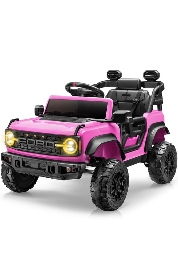 Ford Ford Bronco Raptor Electric Ride on Cars for Kids, 12V Powered Ride on Toys Truck with Remote Control, 4 Wheels, Spring Suspension, Pink