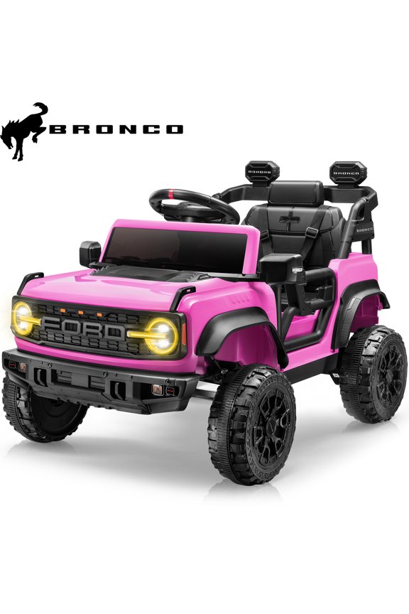 Ford Ford Bronco Raptor Electric Ride on Cars for Kids, 12V Powered Ride on Toys Truck with Remote Control, 4 Wheels, Spring Suspension, Pink
