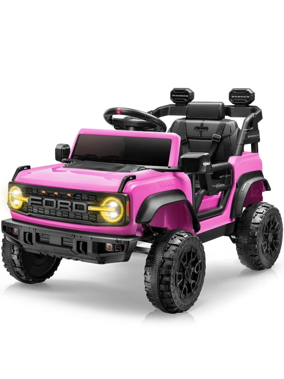 Ford Ford Bronco Raptor Electric Ride on Cars for Kids, 12V Powered Ride on Toys Truck with Remote Control, 4 Wheels, Spring Suspension, Pink