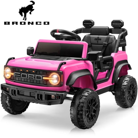 iYofe Ford Bronco Raptor Electric Ride on Toy Car for Toddler Kids, 12V Battery Powered Ride on Cars w/Remote Control, Bluetooth & Lights, Pink