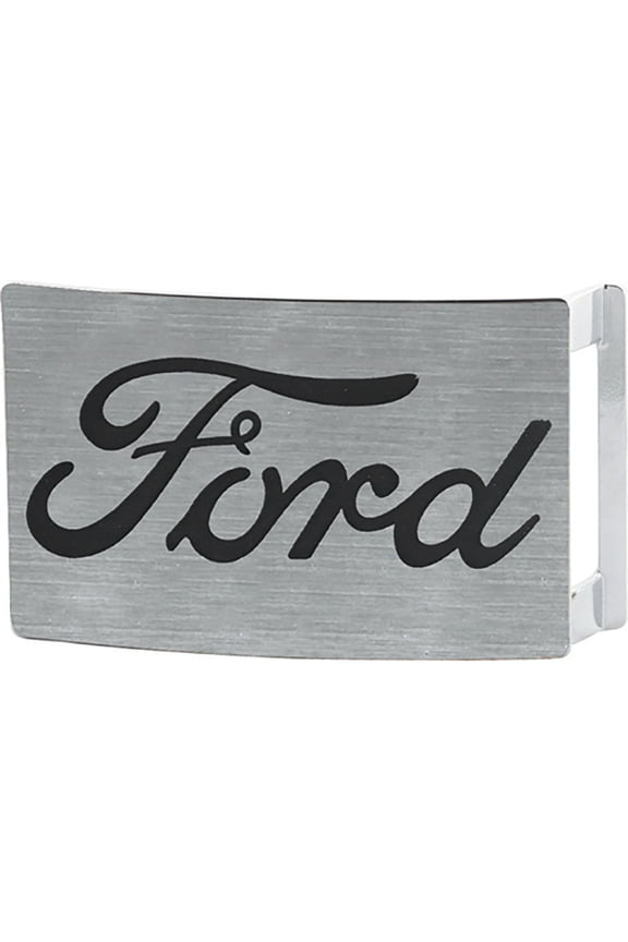 Script Brushed Silver Black Rock Star Buckle One Size